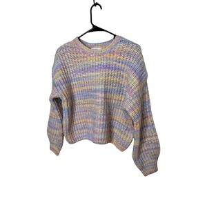 Jessica Simpson Rainbow Striped Knit Wool Blend Sweater Women's L